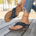 thumbnail image 5 of RotHome Womens Wedge Sandals Platform Flip Flops Comfortable Orthopedic Jelly Summer Dressy Thong Sandals Non Slip Outsole for Wedding Cruise Casual Navy, 5 of 9