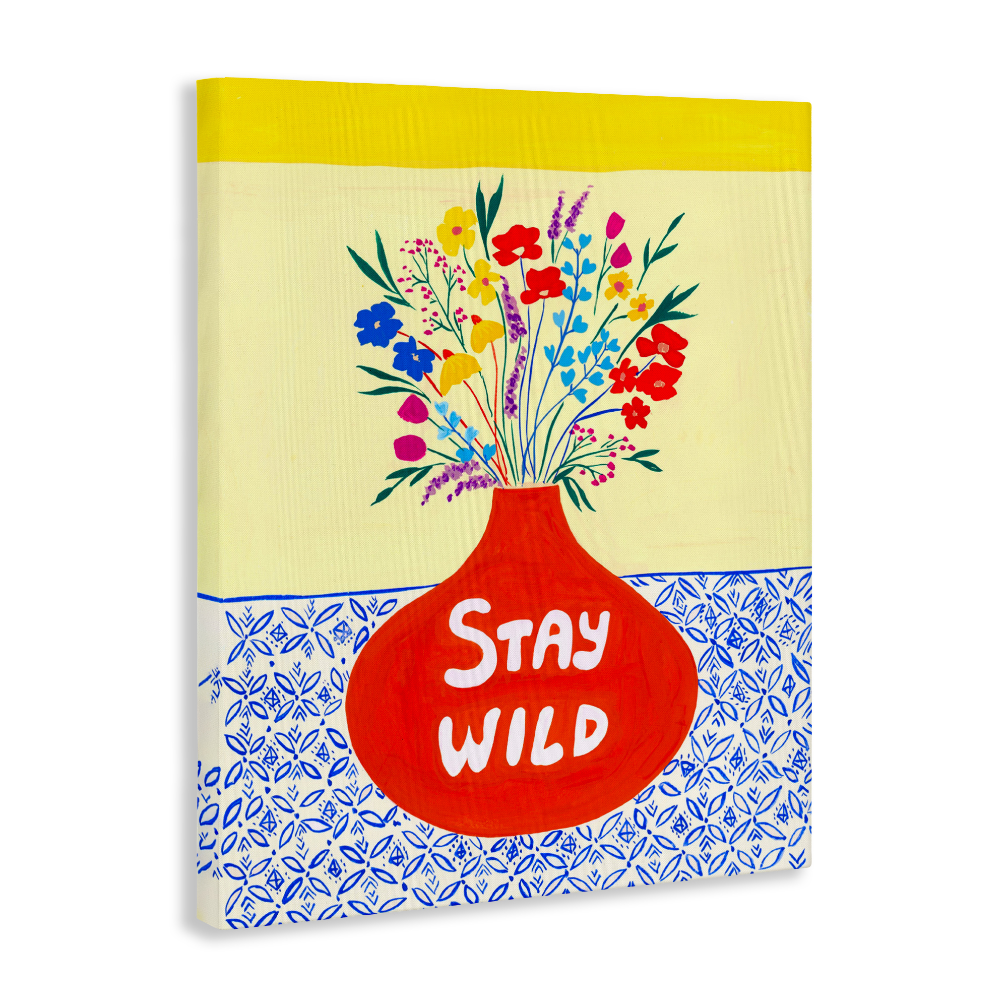 Stay Wild Midcentury Flowers Canvas Wall Art, design by Nabeela Rumi
