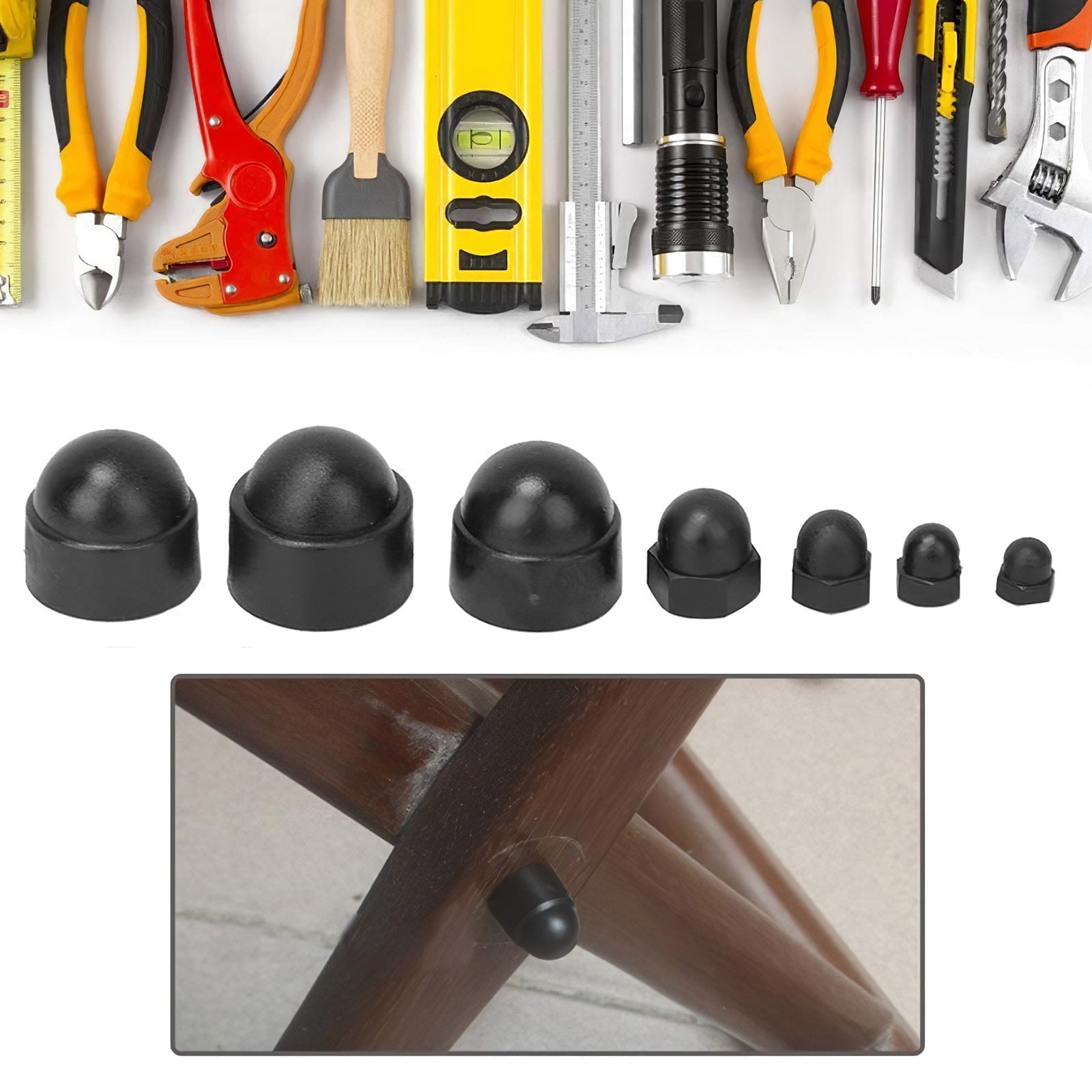 145pcs Black Assorted Piece Plastic Nut and Bolt Covers M4-M12 KIT Rubber Cap 