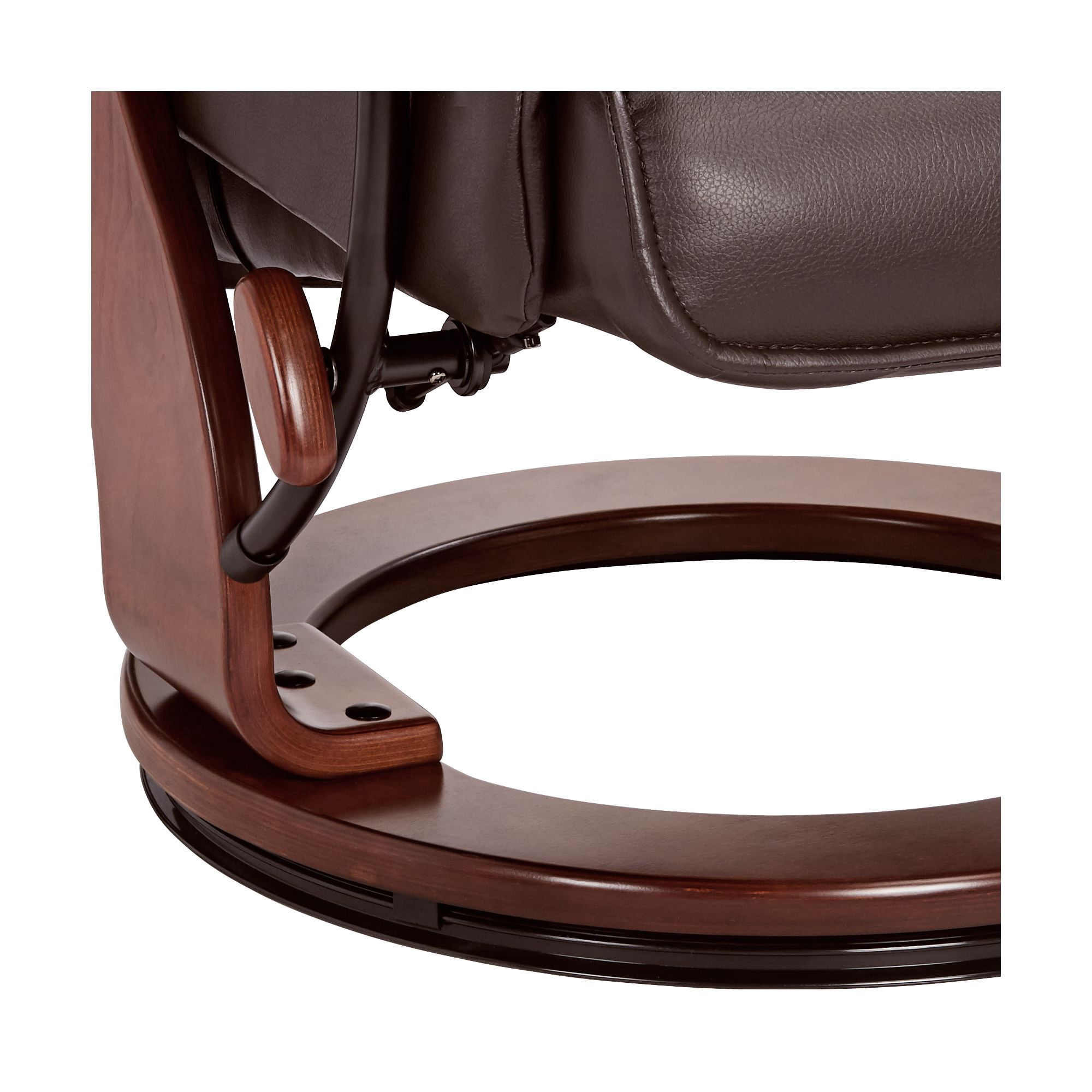 BenchMaster Morgan Java Faux Leather Recliner Chair Modern Armchair Ottoman Footrest Ergonomic Manual Reclining Swivel for Bedroom Living Room Reading