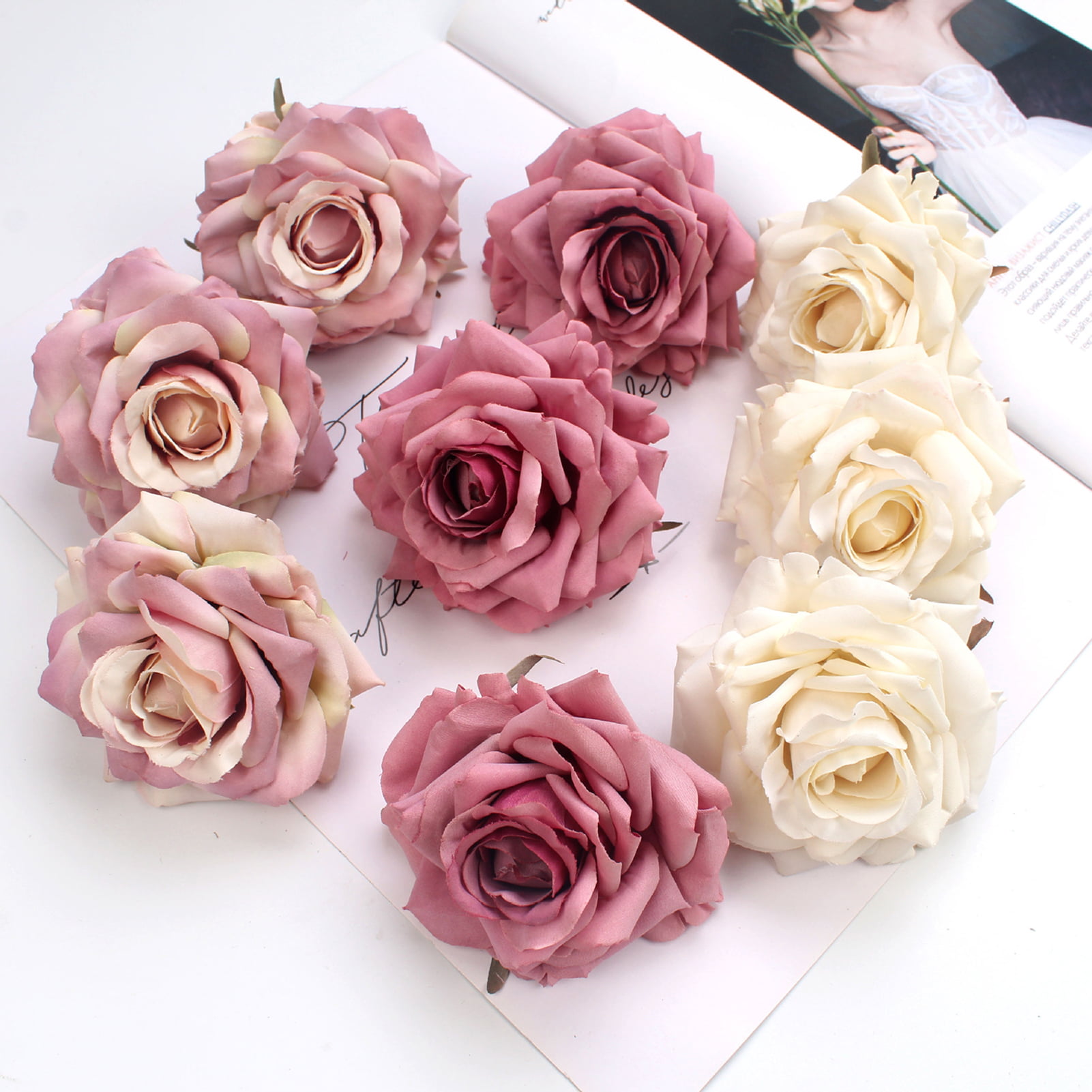 4cm 10Pcs Artificial Silk Rose Peony Flower Heads Bulk Craft Wedding Home Decor 