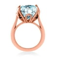 thumbnail image 3 of Gem Stone King 18K Rose Gold Plated Silver Sky Blue Simulated Aquamarine and Black Diamond Engagement Ring for Women (10.92 Cttw, 14MM Cushion, Size 8), 3 of 3