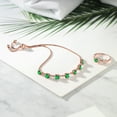 thumbnail image 3 of Gem Stone King 3.41 Ct Round Green Nano Emerald 18K Rose Gold Plated Silver Ring and Bracelet Jewelry Set (Size 5), 3 of 3