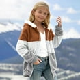 thumbnail image 4 of KAUOD Girls Front Zipper Sherpa Hooded Jackets Teen Kids Winter Fuzzy Soft Warm Coats Fleece Striped Thick Long Sleeve Tops, 4 of 6