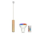 thumbnail image 1 of FSLiving J Type Track Lighting, Linear Focused Adjustable LED Spotlighting by Remote, Color Changing RGB Tunable White GU10 Timer Bulb 7.9in Juno Track Light for Bar Kitchen Game Room, Gold, 1 of 9