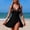 Black, variant on Swimdress for Women Tummy Control One Piece Swimsuit V Neck Twist Front Cross Back Bathing Suit for Large Bust Vacation Beachwear Bathing Suit
