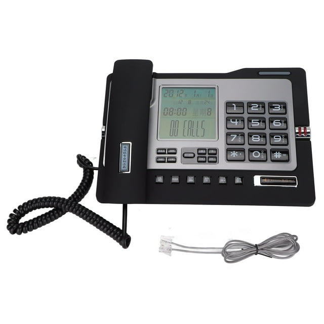 Teléfono fijo con cable, identificador de llamadas, manos libres, instrucción de voz, función de silencio, teléfono con cable para oficina en casa