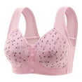 thumbnail image 2 of Hessimy 2024 New Front Button Breathable Skin-Friendly Cotton Bra Snap Front Bra for Older Women(Pink,42), 2 of 3