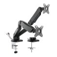 thumbnail image 1 of Rocelco Premium Soporte de escritorio para doble monitor con USB 2.0 y puerto de audio - Se adapta a pantallas planas LCD LED dobles de 13"" - 27" - Brazo ajustable neumático de asistencia de movimien, 1 of 5