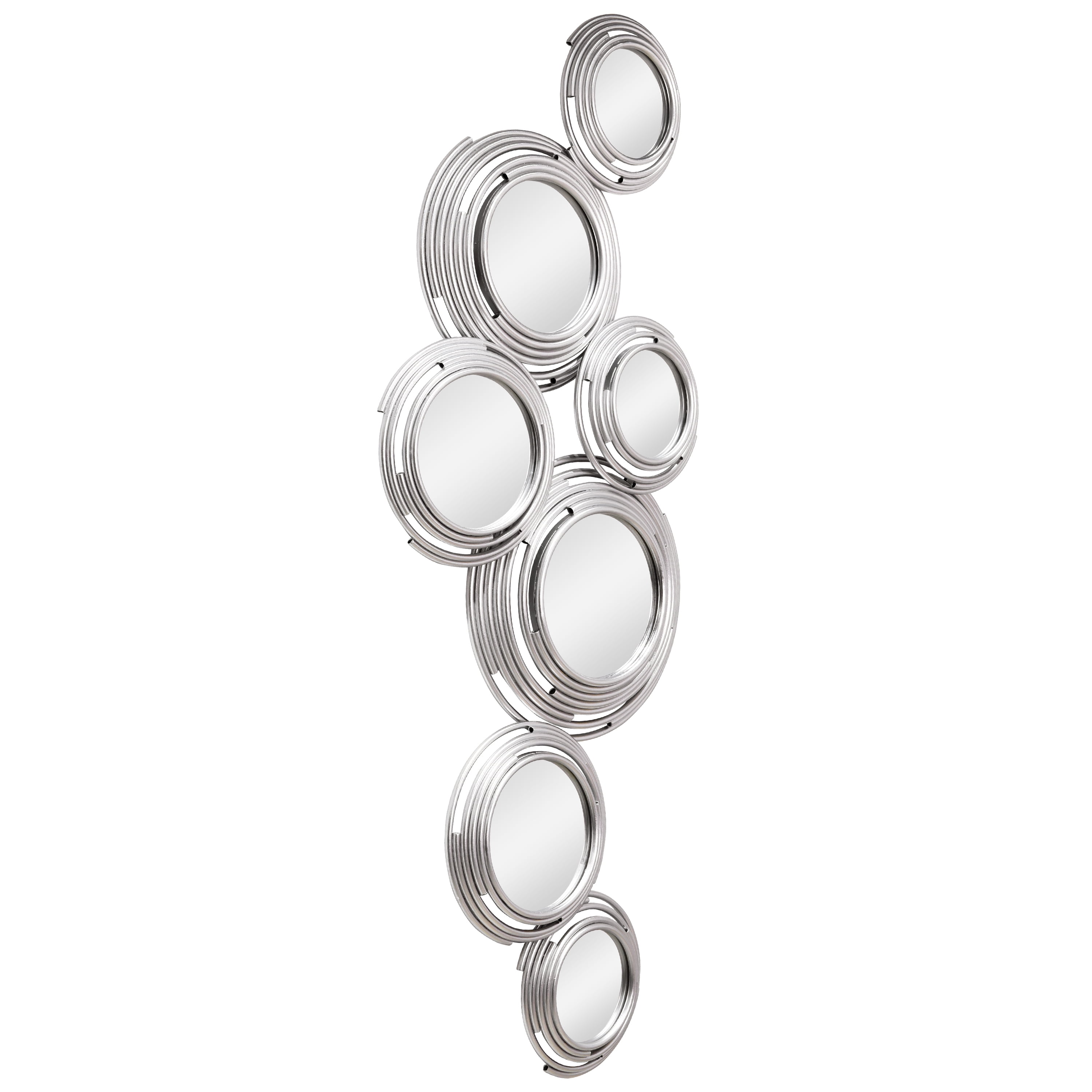 "Ascending Reflection" Circle Array Mirrors in Metal Foiled Frame,24"x59"