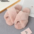 thumbnail image 1 of 2022, nuevo diseño, pantuflas peludas para casa de invierno para mujer, chanclas de piel esponjosa cruzada para el hogar, zapatos planos para interiores, chanclas para mujer Tan Jianjun unisex, 1 of 2