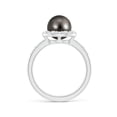 thumbnail image 2 of Angara Classic Tahitian Cultured Pearl and Diamond Halo Ring in 14K White Gold for Women | June Birthstone Jewelry for Her, 2 of 8