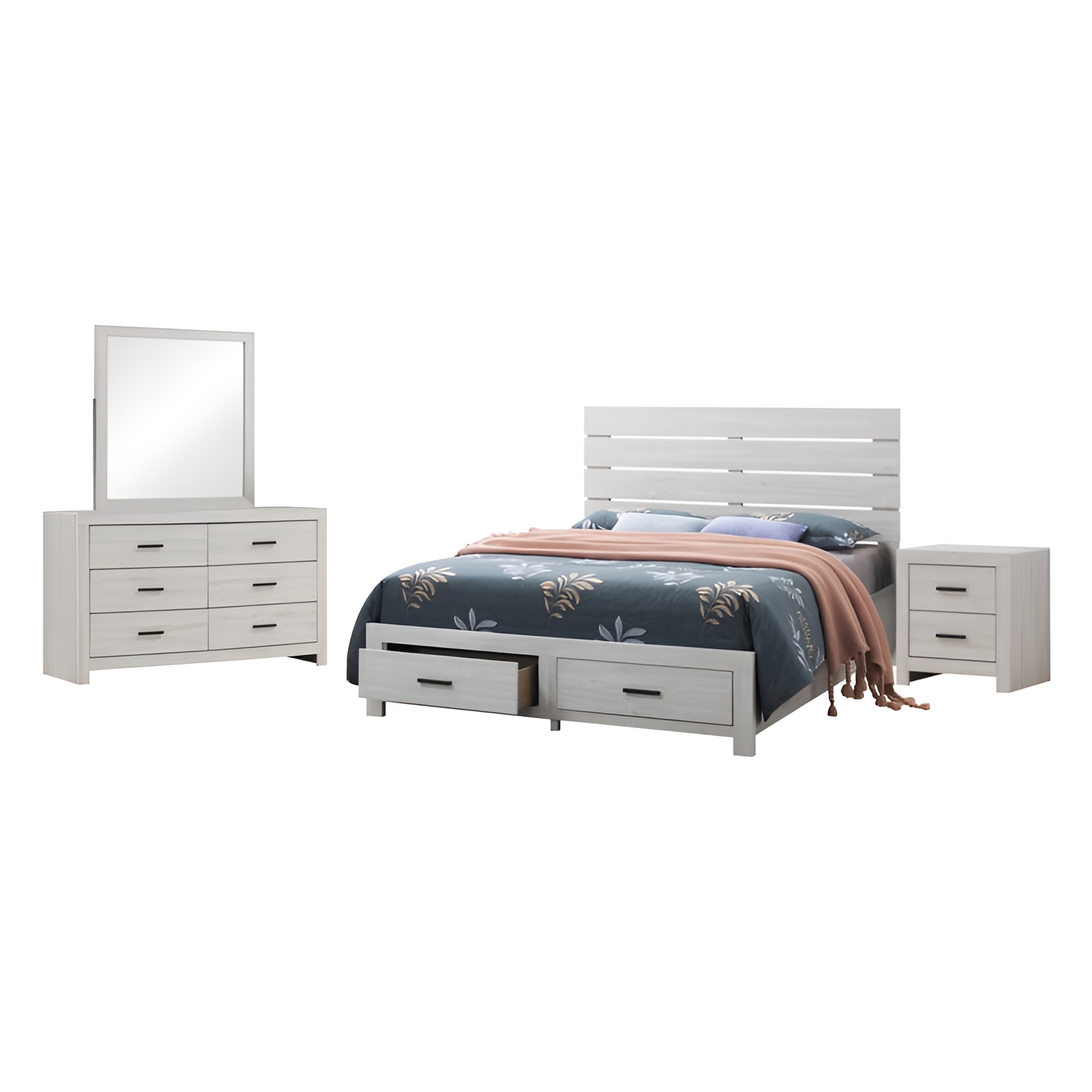 Brantford 4-piece Queen Storage Bedroom Set Coastal White