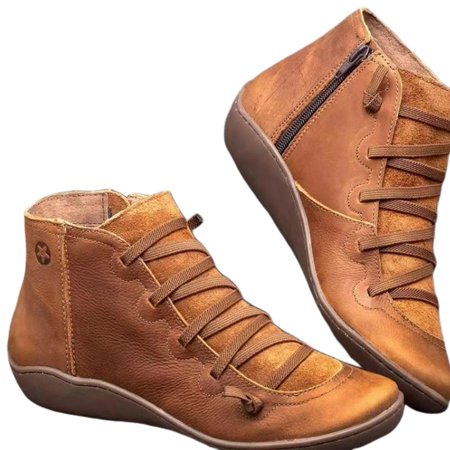braided strap flat heel all season boots