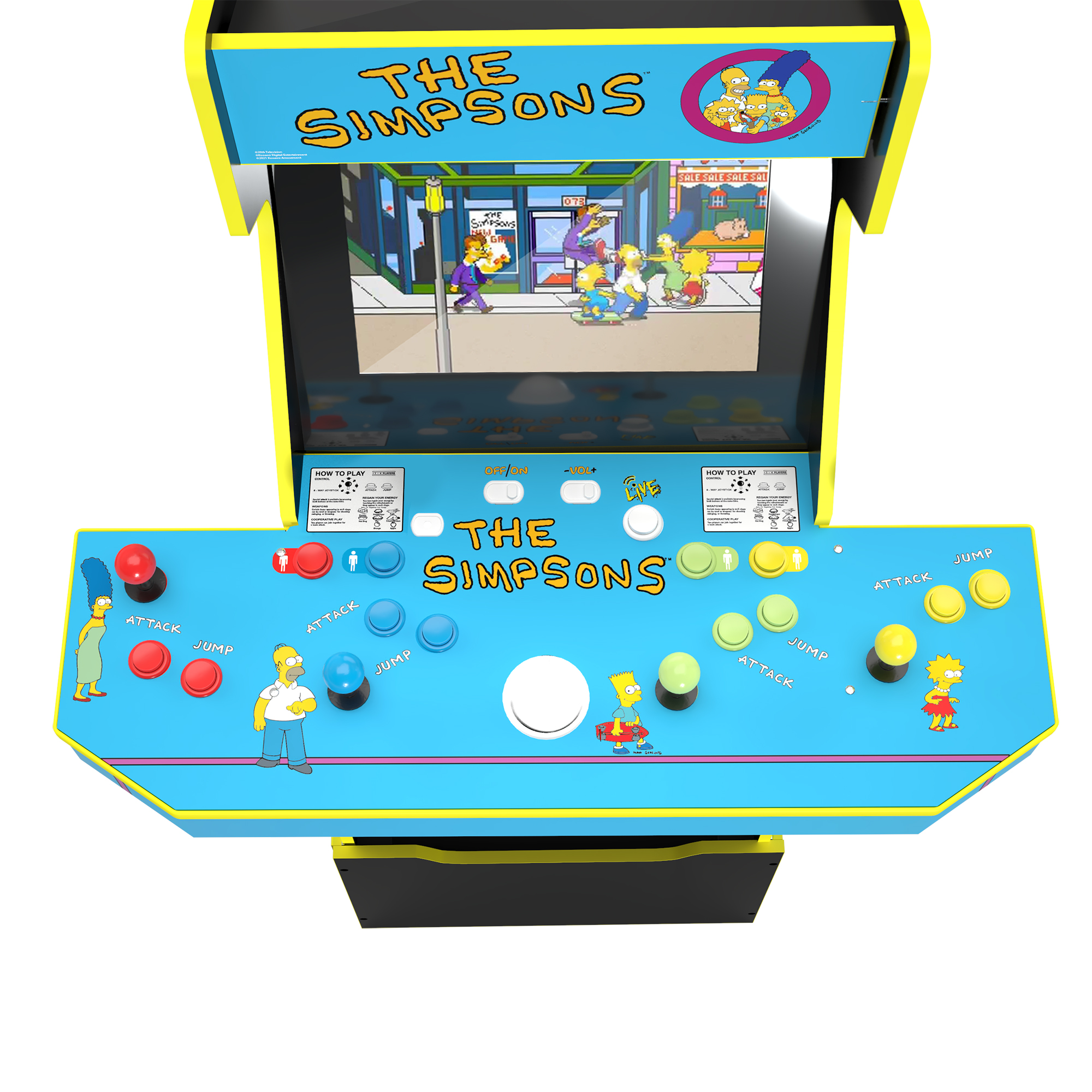 Arcade1UP The Simpsons (4-Player) Arcade with Riser, Lit Marquee, Lit Deck Protector, Wifi, and Exclusive Stool Bundle - image 4 of 10