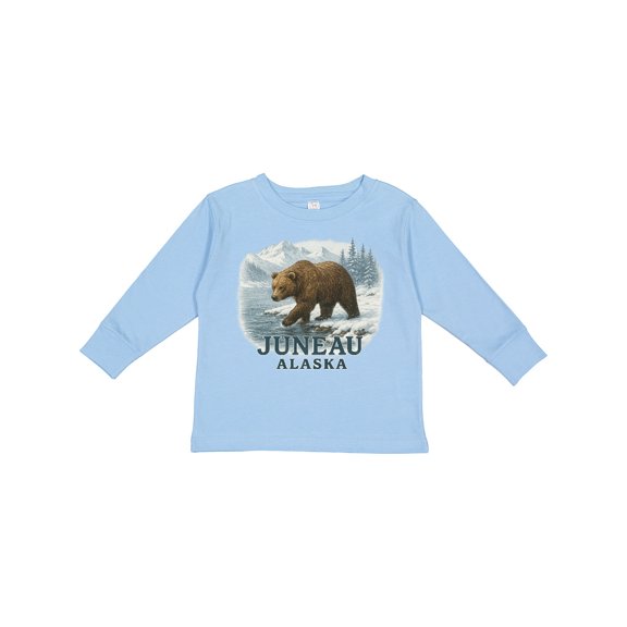 Inktastic Juneau Alaska Bear Scenic Wilderness Boys or Girls Long Sleeve Toddler T-Shirt