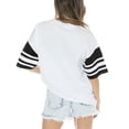 thumbnail image 2 of Women's Gameday Couture White Baltimore Ravens Contrast Mesh Heritage Stripe Oversized T-Shirt, 2 of 3