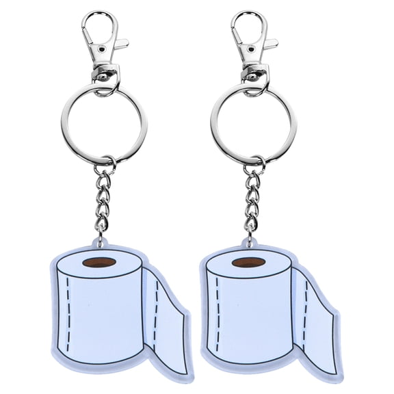 BESTOYARD 2Pcs Transparent Acrylic Toilet Roll Keychain Hanging Bag Pendant