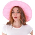 thumbnail image 2 of Women's Summer UPF 50+ Roll Up Floppy Beach Hat with Ribbon Pink, 2 of 4