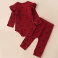 thumbnail image 5 of HCNTES Toddler Baby Girls Outfits Long Sleeve Cartoon Print Romper Tops & Elastic Pants Sets Cute Girls Spring Clothes Set For kids 6 9 12 18 Months(Z03-Wine,6-9 Months), 5 of 6