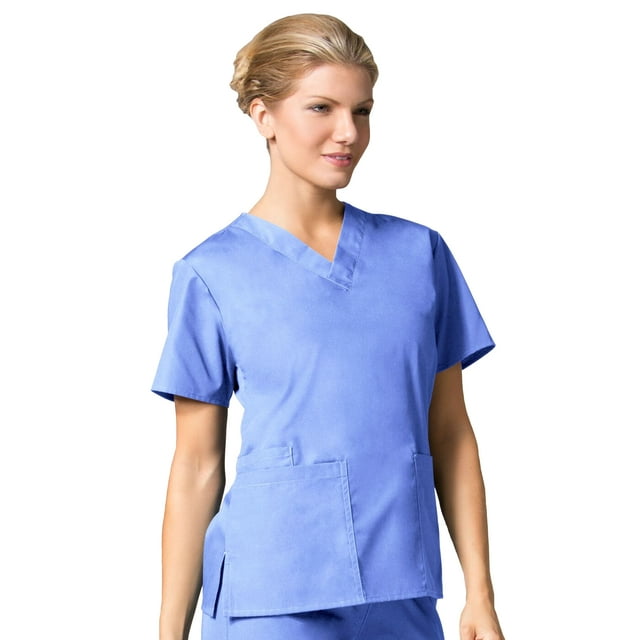 core by maevn women's v-neck solid scrub top