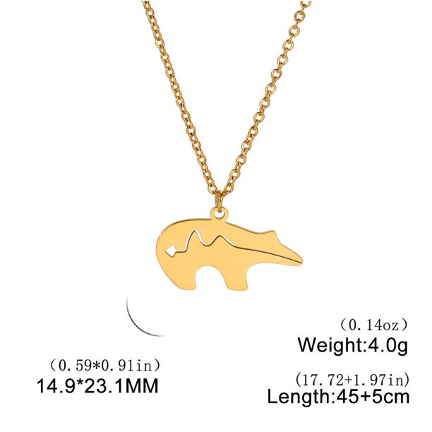 Cazador Animal Pendant Necklace for Women Girls Stainless Steel Tapirus Chain Necklace Jewelry Birthday Mother Day Gift 2023 New45-50cm Gao Jinjia LED