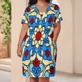 thumbnail image 4 of Stained Glass Floral Pattern Design Loose Pocket Dress Dresses Summer Summer Dresses for Women, 4 of 9