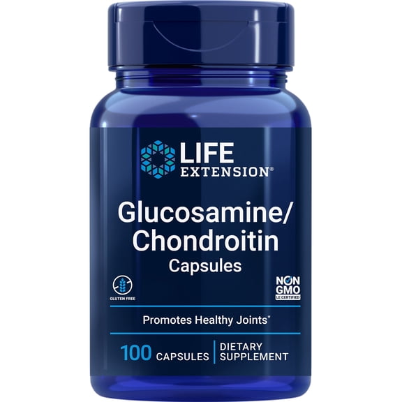Life Extension Glucosamine/Chondroitin Capsules, high-quality nutrition for healthy joints and cartilage, non-GMO, gluten-free, 100 capsules