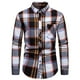 thumbnail image 1 of Blusa y camisa de manga larga con cuello vuelto para hombre, blusa informal a cuadros con botones y cuello vuelto, blusa de manga larga para hombre, 1 of 8