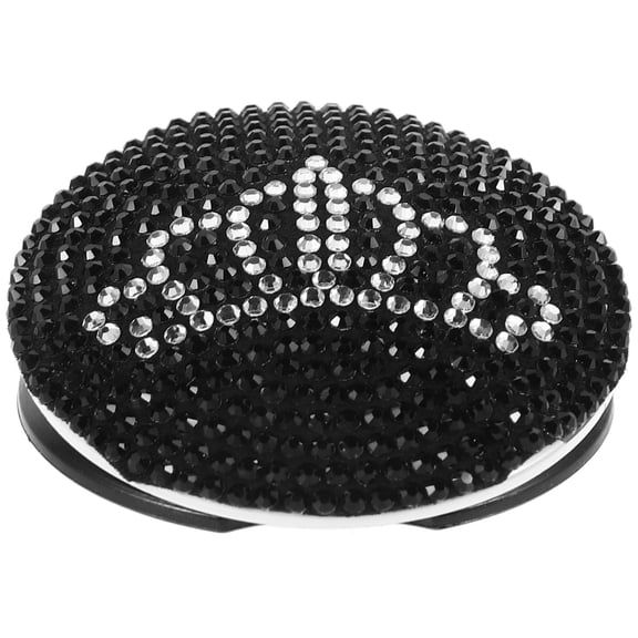 SOPOTUTU Black Rhinestone Push Start Button Cover for Cars, Universal Fit, Stylish and Car Interior Accessory