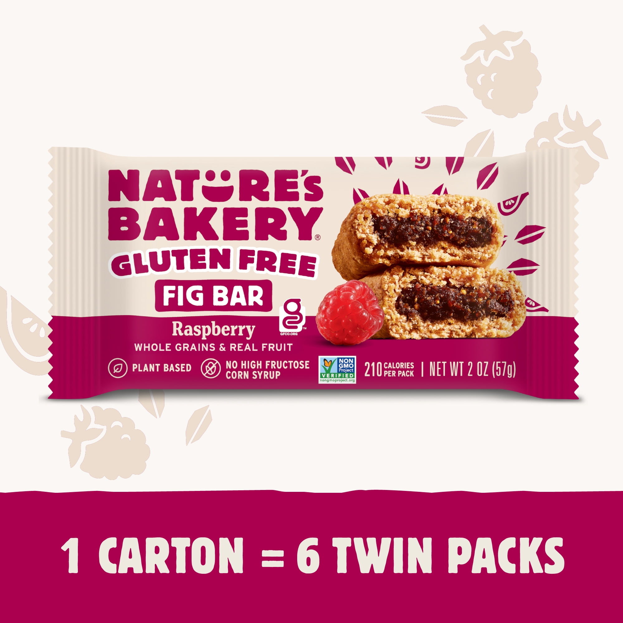(3 pack) Nature's Bakery Gluten Free Raspberry Fig Bars in Twin pack Box, 2 oz Each