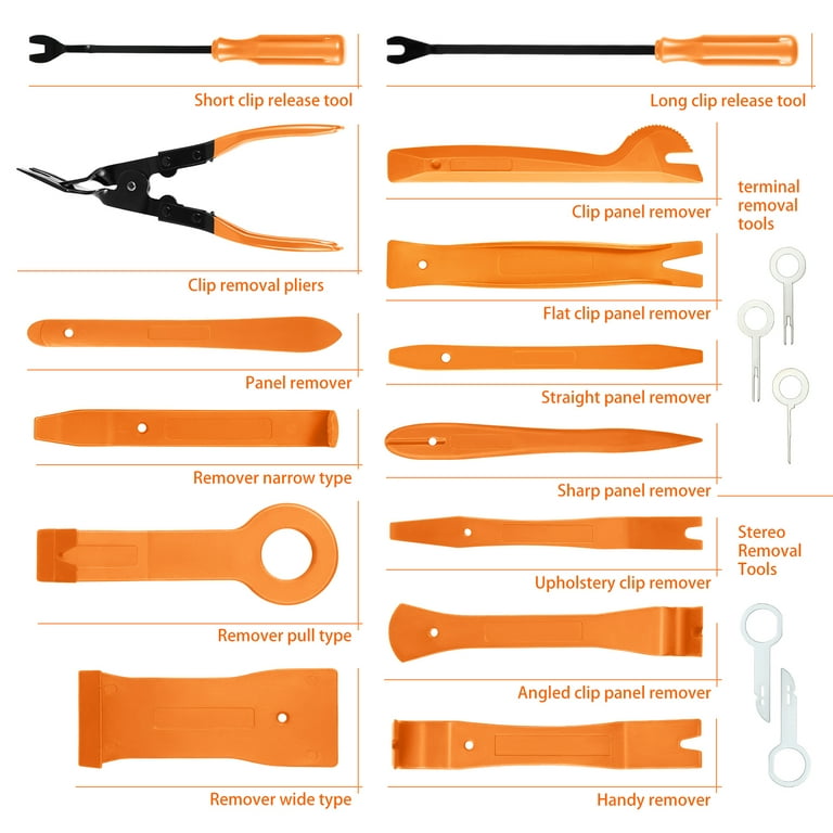 DNA Motoring TOOLS-00248 Car Trim Removal Tool Kit Orange