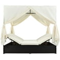 thumbnail image 3 of Outdoor Patio Wicker Daybed Sunbed with Retractable Canopy Sun Lounger with Curtains Garden Furniture Beige, 3 of 8