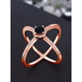 thumbnail image 3 of Gem Stone King 1.29 Ct Round Black Onyx 18K Rose Gold Plated Silver Criss Cross X Ring, 3 of 5
