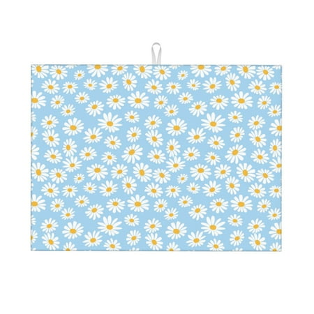 

Gaeub Floral Daisy Print Dish Drying Mats For Kitchen Counter Kitchen Drying Mat Large Dish Drying Pad for Kitchen Counter Microfiber Dish Drying Mat for Sinks Drainer Mats 18x24in