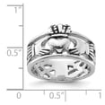 thumbnail image 4 of Sterling Silver Rhodium-plated and Antiqued Claddagh Ring, 4 of 6