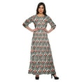 thumbnail image 1 of Moomaya Robe Maxi Évasée à Col Rond et Manches 3/4 Imprimée, Tenue Décontractée d'Été, 1 of 3
