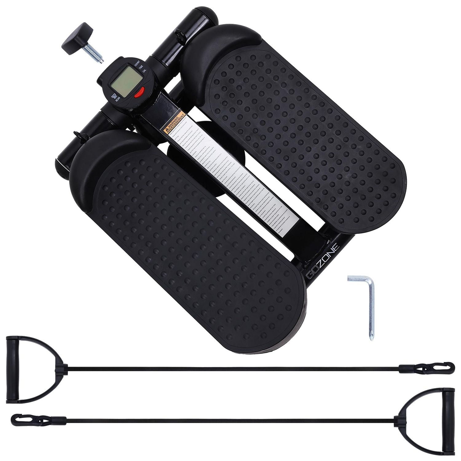 GoZone Mini Stepper – Black, With resistance bands