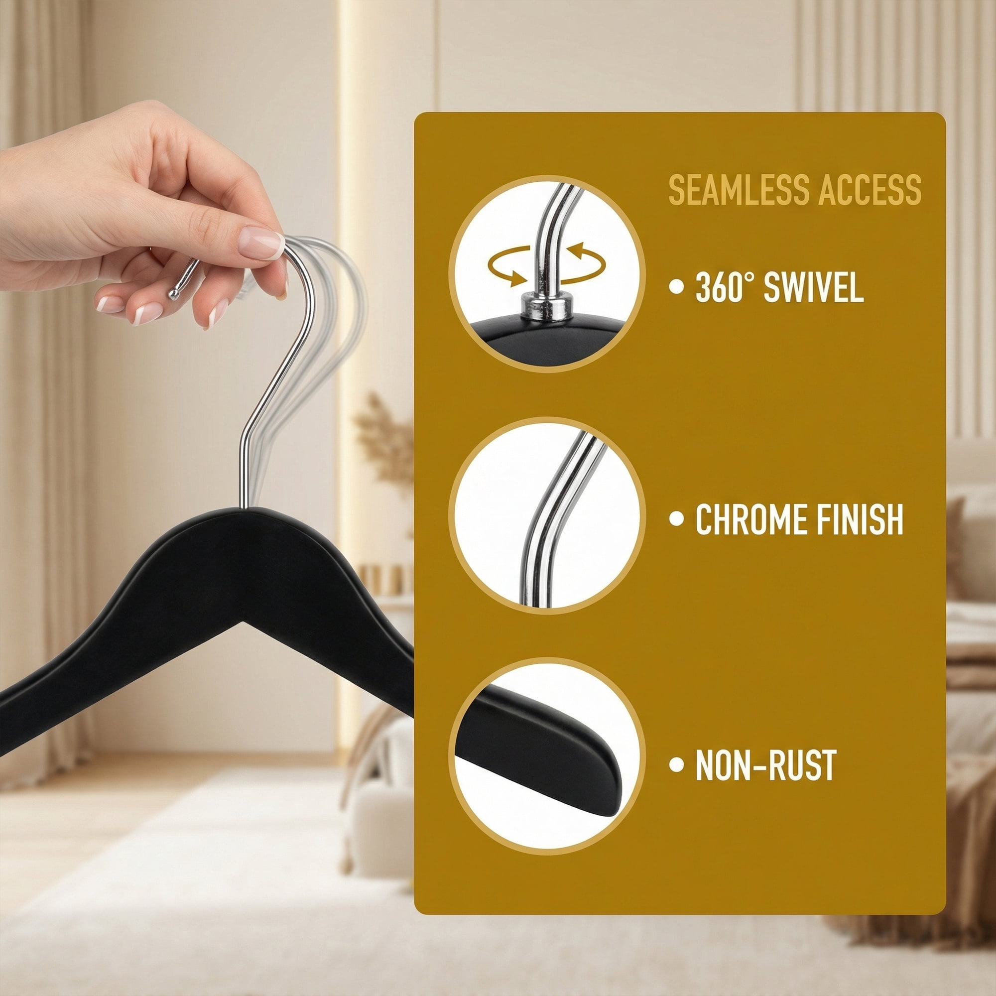 Unique Bargains 2Pcs Wood Nonslip Durable Hangers With Pinch Clips Black 15.7inch