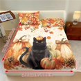 thumbnail image 3 of Glofpot Holiday 3 Piece Fitted Sheet Bedding Set For Home Decoration Watercolor Black Cat Pumpkin Maple Leaf Berry Pinecone Fall Print, 3 of 8