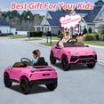 thumbnail image 3 of iYofe 12V Lamborghini Ride on Cars with Remote Control, Powered Ride on Toys with Music, USB/AUX Ports, LED Lights, 3 Speeds, 4 Wheels Electric Cars for Kids Toddlers Ages 3-5, Pink, 3 of 10