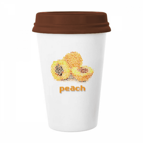 Peach Mosaic Tile Meat Art Deco Fashion Mug Coffee Drinking Glass Pottery Cerac Cup Lid