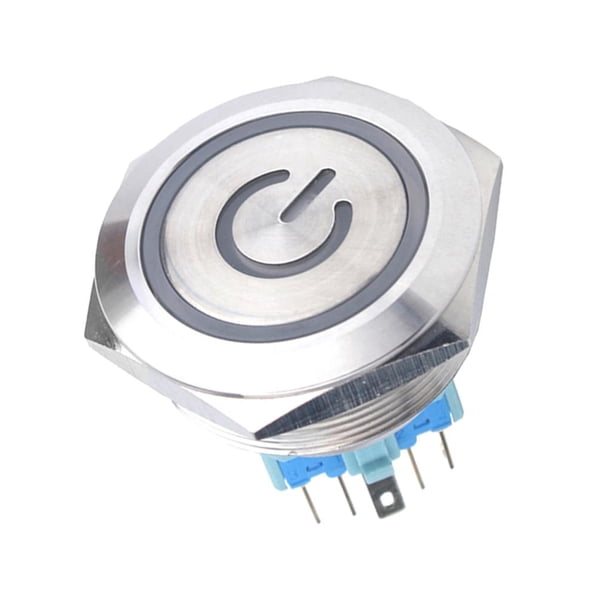 Interruptor momentáneo de botón pulsador metálico, 12 V, 1 contacto normalmente abierto (NO) y 1 contacto normalmente cerrado (NC), diámetro del orificio de Restablecimiento automático