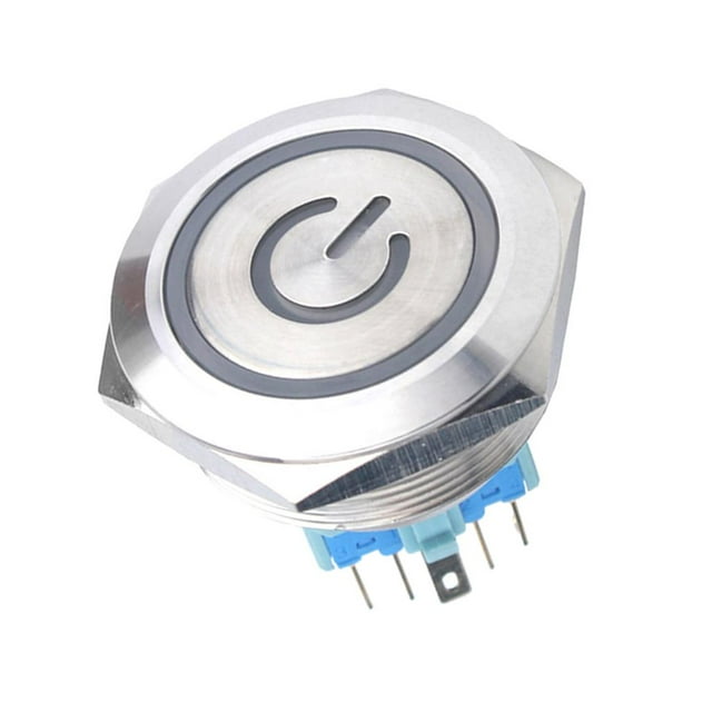 Interruptor de botón pulsador momentáneo de 30 mm Interruptor de interupteur de metal , Auto- Restablecimiento automático shamjiam Interruptor de botón plano