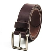 Rolfs Belts for Men Leather Genuine Full Grain, 35 MM Wide Belt with Antique Nickel Buckle - Brown - 44