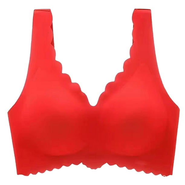 pitrice Sexy One-Piece Bra Wireless Underwear Gather Push Up Simple  Lingerie Chest Support Seamless Soft Padded Bralette Red