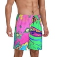 thumbnail image 2 of Pofeuu Psychedelic Cartoon Frog Print Men's Soft Woven Elastic Waistband Sleep Pajama Short-XX-Large, 2 of 6