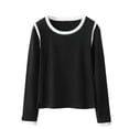 thumbnail image 1 of Plebaso Hauts pour Femmes Manches Longues Col Rond Chemises Amples Pull Décontracté Tunique Douce Confortable pour Femmes, 1 of 6