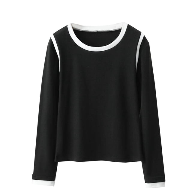Plebaso Hauts pour Femmes Manches Longues Col Rond Chemises Amples Pull Décontracté Tunique Douce Confortable pour Femmes