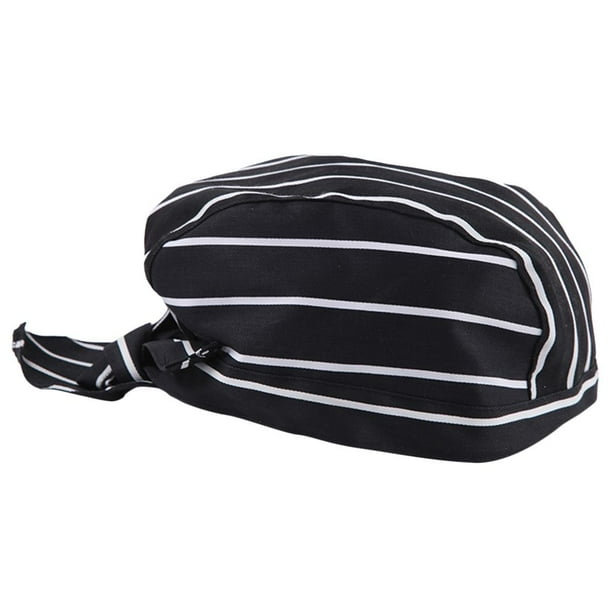 Gorro de Chefs Unisex profesion Cocina Catering Sombrero Cinta Gorro Turbante , Blanco Negro shamjiam Gorra de chef con lazo en la espalda
